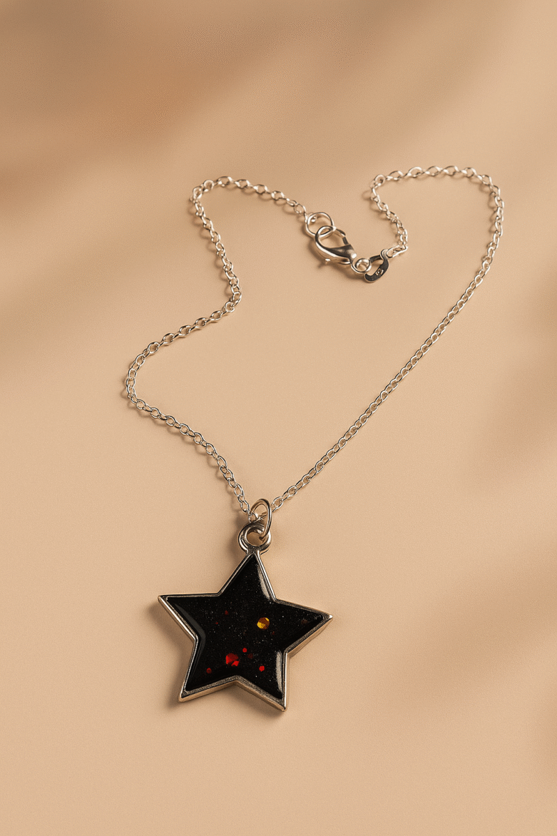Galaxy Star Pendant Necklace – Handmade Resin Jewelry with Silver Chain - Image 3