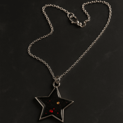 Galaxy Star Pendant Necklace – Handmade Resin Jewelry with Silver Chain