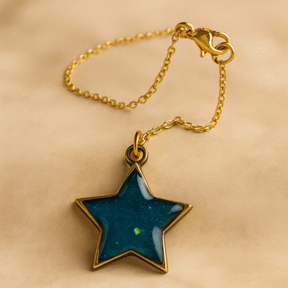 Celestial Blue Star- Handmade Resin Pendant Necklace with Gold Chain