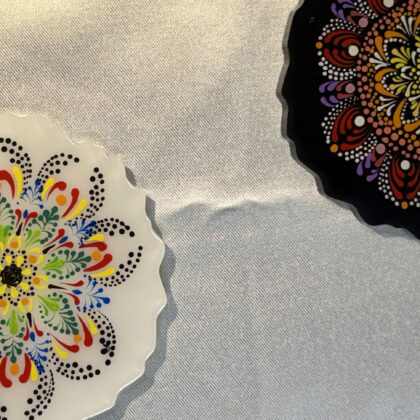 Mandala resin coaster-White