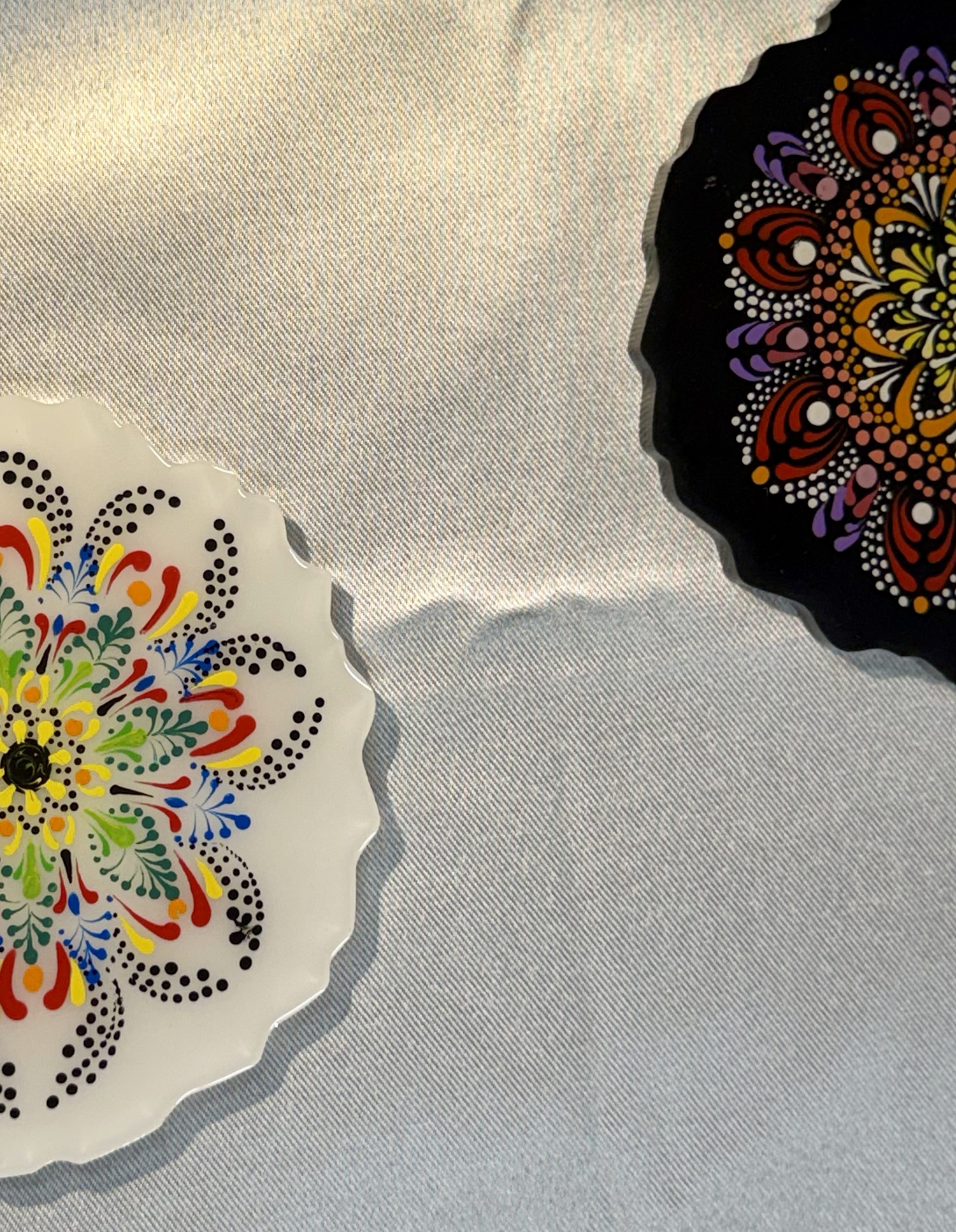 Mandala resin coaster-White